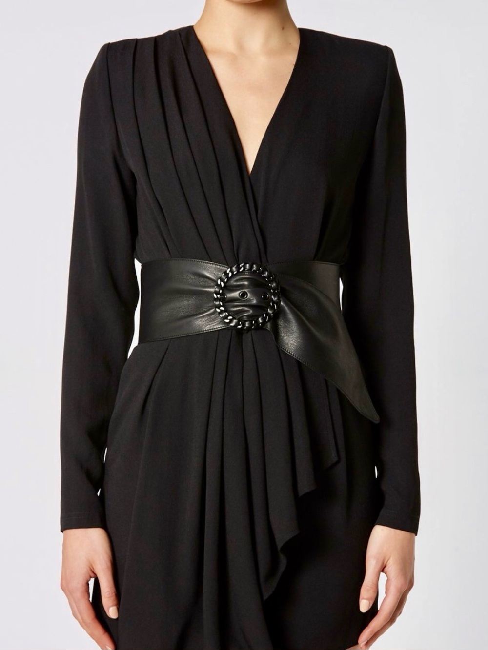 SCANLAN THEODORE Super Soft Black Lambskin Leather Belt - S